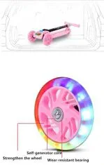Koloběžka tříkolová s LED kolečky růžová