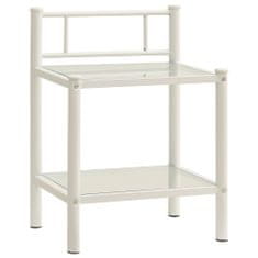 Greatstore Noční stolek bílý a průhledný 45 x 34,5 x 60,5 cm kov a sklo