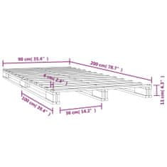 Petromila Postel z palet 90 x 200 cm masivní borové dřevo