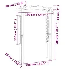 Greatstore Zahradní oblouk s treláží 150 x 50 x 220 cm dřevo