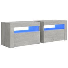 Greatstore Noční stolky 2 ks s LED betonově šedé 60 x 35 x 40 cm