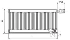 Airfel Radiátor VK33/400/800, univerzální, výkon 1390 W