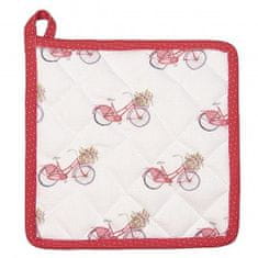 Clayre & Eef  Podložka pod hrnec nebo chňapka RED BICYCLE 20*20 cm 