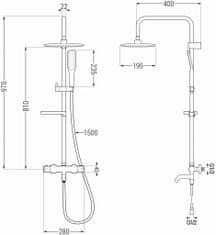 Mexen Kx49 vanový sloup s termostatickou baterií, černá / zlato (779004991-75)