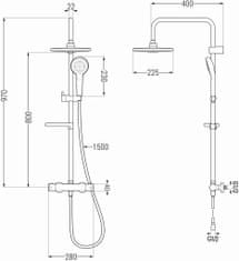 Mexen Kx05 sprchový sloup s termostatickou baterií černá (771500591-70)