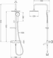 Mexen Kx40 vanový sloup s termostatickou baterií, chrom (779004091-00)