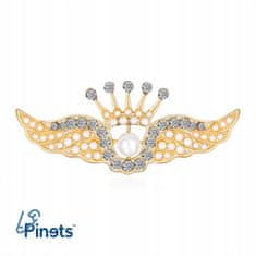 Pinets® Brož zlatá křídla s korunou