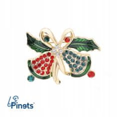 Pinets® Brož vánoční zvonky s kubickou zirkonií