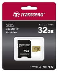 Transcend Paměťová karta microSDHC 500S 32 GB + adaptér 