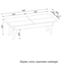 Hanah Home Konferenční stolek Castrum - White, Walnut, Bílá, Ořech