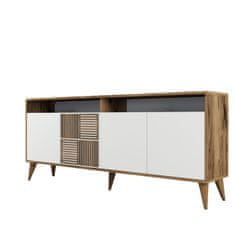 Hanah Home Skříňka Milan - Walnut, White, Ořech, Bílá