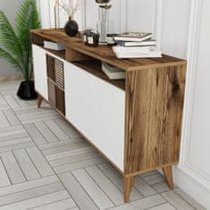 Hanah Home Skříňka Milan - Walnut, White, Ořech, Bílá