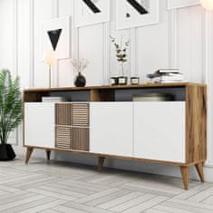 Hanah Home Skříňka Milan - Walnut, White, Ořech, Bílá