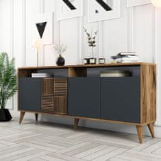 Hanah Home Skříňka Milan - Walnut, Anthracite, Ořech, Antracitová