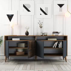 Hanah Home Skříňka Milan - Walnut, Anthracite, Ořech, Antracitová