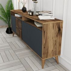 Hanah Home Skříňka Milan - Walnut, Anthracite, Ořech, Antracitová