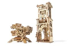 UGEARS Archbalista a věž - Dřevěné mechanické puzzle 3D