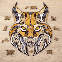 EWA ECO-WOOD-ART Lynx - Rys | dřevěné puzzle v dřevěném dárkovém boxu