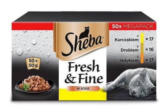 Sheba Fresh & Fine kapsičky s kuřecím, drůbežím a krocaním masem 50x 50 g