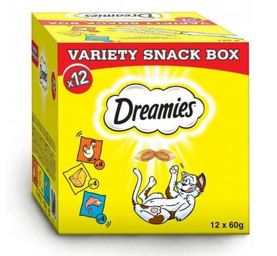 Dreamies Megabox (12x60g) kočičí pamlsek, mix příchutí, 12x 60 g