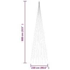 Vidaxl Vánoční stromek na stožár 1 134 modrých LED diod 800 cm