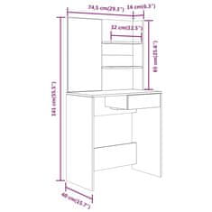 Greatstore Toaletní stolek se zrcadlem betonově šedý 74,5 x 40 x 141 cm