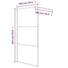 Vidaxl Sprchová zástěna walk-in černá 100 x 195 cm čiré ESG sklo