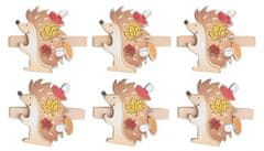 Anděl Přerov Dřevění ježci na kolíčku 4 cm, 6 ks 