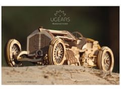 UGEARS U-9 Grand Prix Auto - dřevěný DIY mechanický model - 3D puzzle