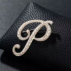 Pinets® Brož zlaté písmeno P s perlami