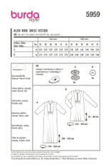 Burda Střih Burda 5959 - Volné šaty, flanelové šaty, midi šaty