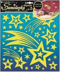 Anděl Přerov Samolepky na zeď kometa a hvězdičky s glitry svítící ve tmě 31x31cm