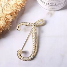 Pinets® Brož zlaté písmeno J s perlami
