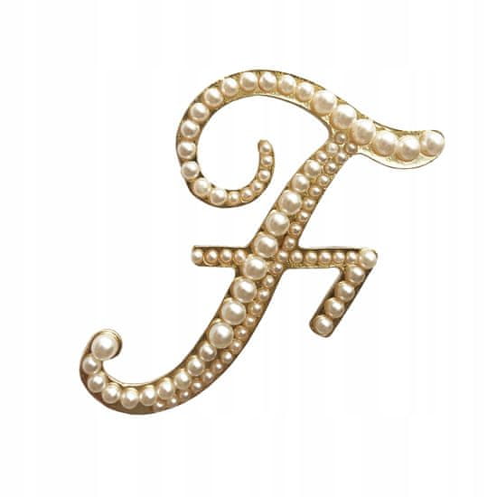 Pinets® Brož zlaté písmeno F s perlami