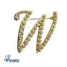 Pinets® Brož zlaté písmeno W s perlami