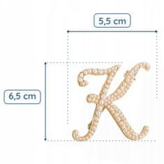 Pinets® Brož zlaté písmeno K s perlami