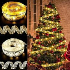 Alum online Vánoční stuha s LED ozdobami 2M - zlatá