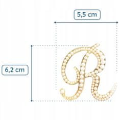 Pinets® Brož zlaté písmeno R s perlami