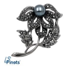 Pinets® Brož květina s kubickou zirkonií a perlou