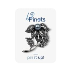 Pinets® Brož květina s kubickou zirkonií a perlou