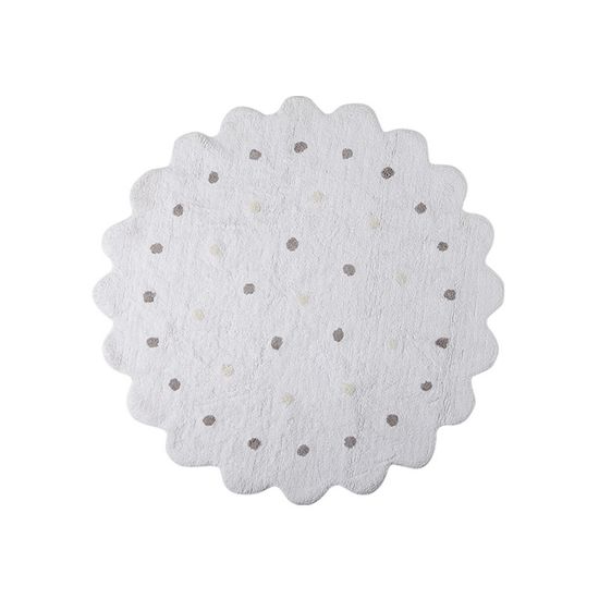 Lorena Canals Pro zvířata: Pratelný koberec Little Biscuit White 140x140 kytka cm