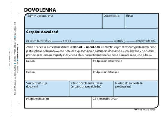 Optys Dovolenka Optys - A6 / 100 lisů / 1146