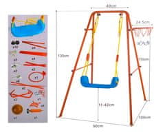 WOWO Kovová houpačka s košem pro míč venkovní zábava pro děti
