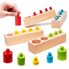WOWO Dřevěná Montessori Hračka Barevná Válečková Závaží pro Děti