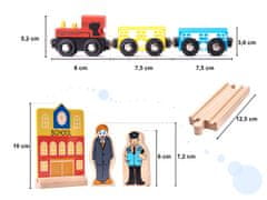 WOWO Kompletní Sada Dřevěného Vláčku s Autodráhou - 70 Prvků