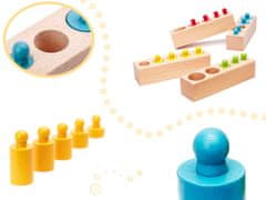WOWO Dřevěná Montessori Hračka Barevná Válečková Závaží pro Děti