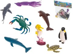 WOWO Sada 8 Figurinek Mořských Živočichů Ryby, Želva, Delfín - Oceánská Kolekce