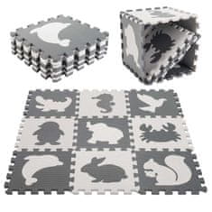 WOWO Dětská pěnová podložka Puzzle v černo-ecru designu, 9 kusů