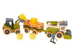 WOWO Kompletní sada zemědělské techniky a zvířat pro dětskou farmu s traktorem a nářadím