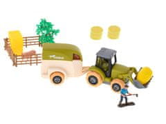WOWO Kompletní sada zemědělské techniky a zvířat pro dětskou farmu s traktorem a nářadím